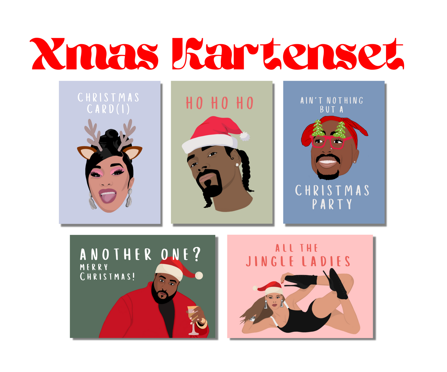 Weihnachtskarten-Set - 5er Bundle